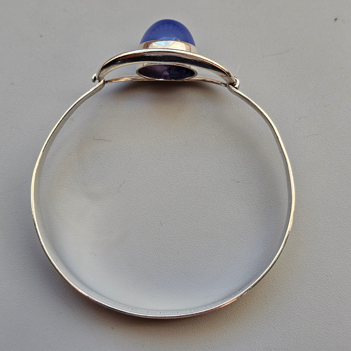 Vintage 1960s Erik Granit Finnish Silver Blue Agate Modernist Bangle 1965