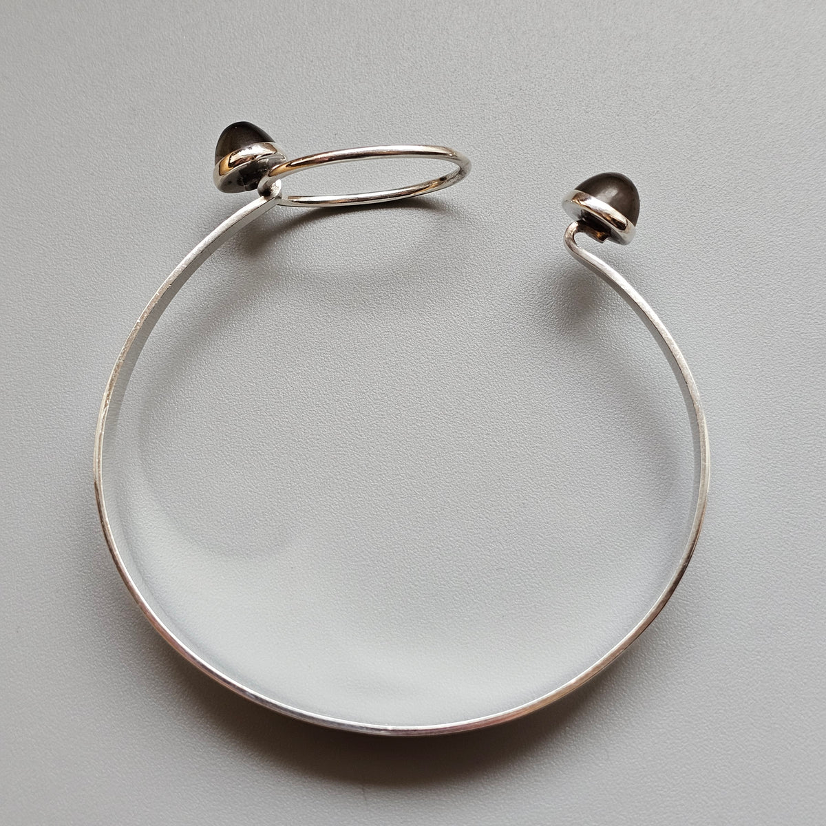 Vintage 1960s Erik Granit Finnish Silver Double Smoky Quartz Bangle 1961