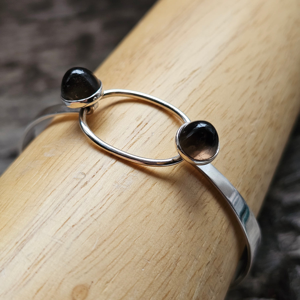 Vintage 1960s Erik Granit Finnish Silver Double Smoky Quartz Bangle 1961