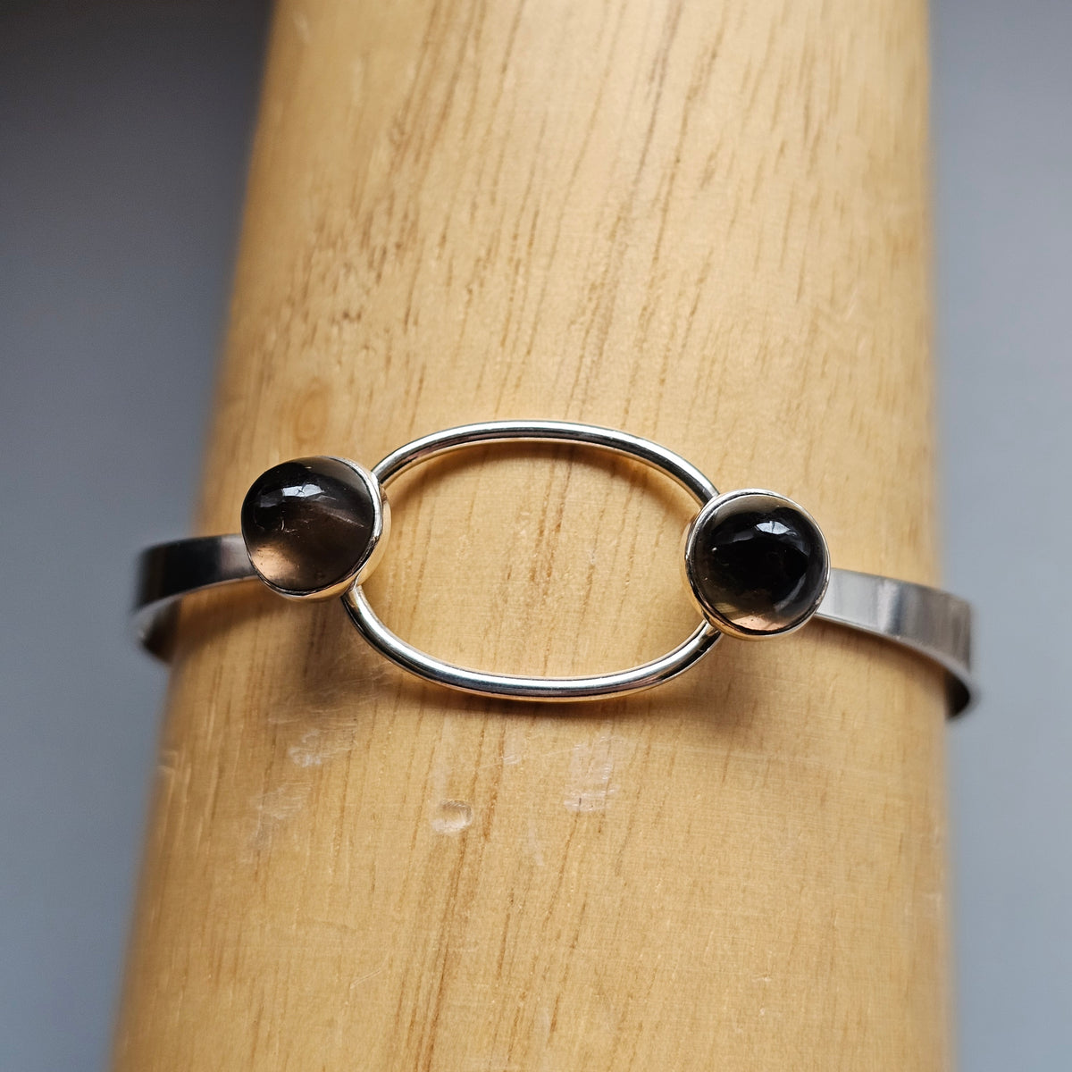 Vintage 1960s Erik Granit Finnish Silver Double Smoky Quartz Bangle 1961