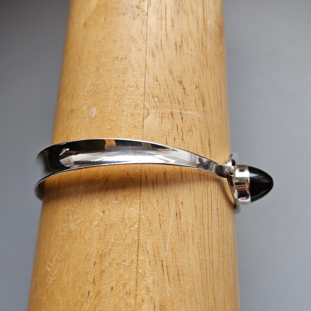 Vintage 1960s Erik Granit & Co Finnish Silver Smoky Quartz Oval Bangle 1965