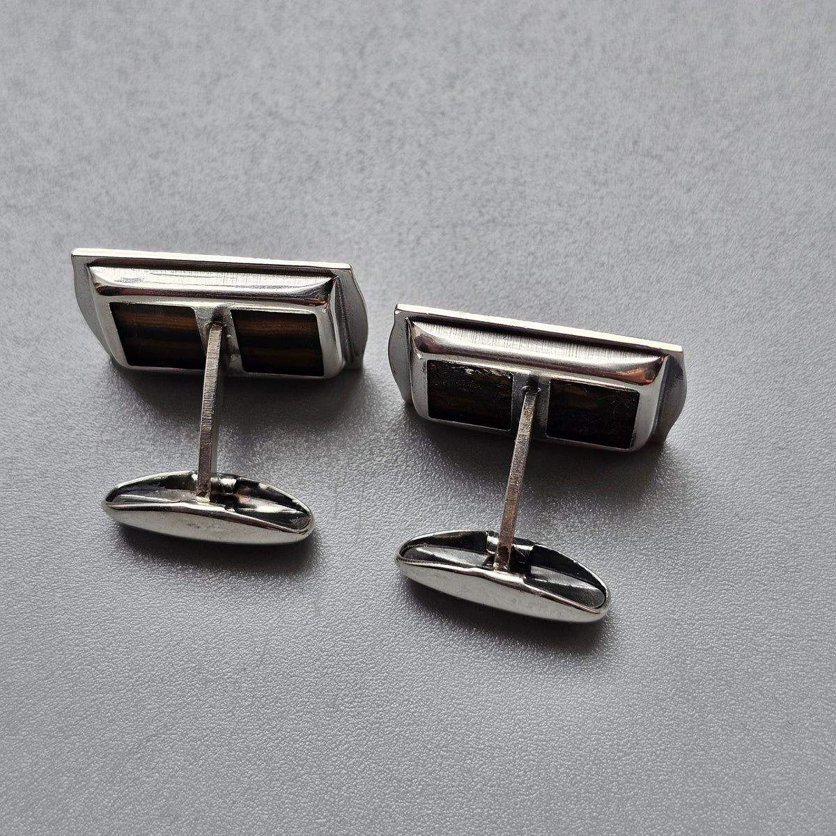 Vintage 1970s Finnish Silver Tiger's Eye Cufflinks by Martti Viikinniemi 1970