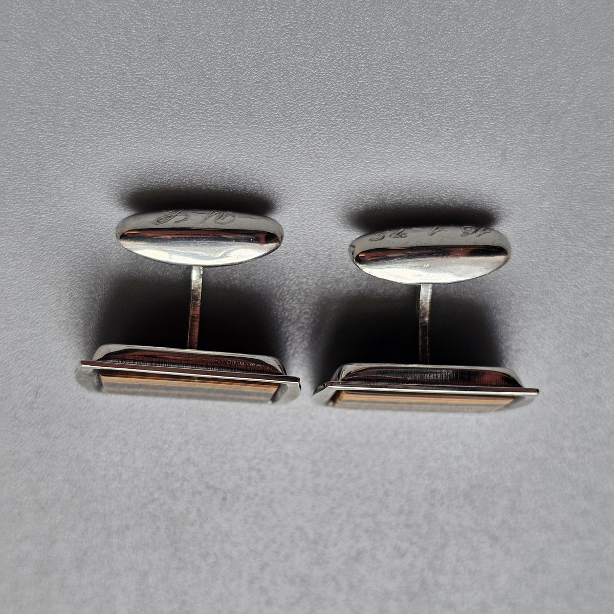 Vintage 1970s Finnish Silver Tiger's Eye Cufflinks by Martti Viikinniemi 1970