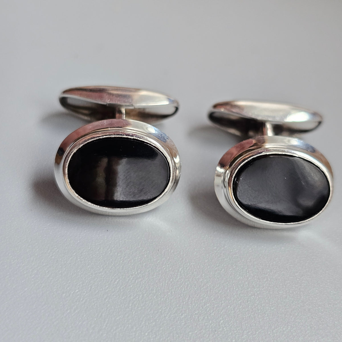 Vintage 1960s Martti Viikinniemi Finnish Silver Black Onyx Cufflinks 1966