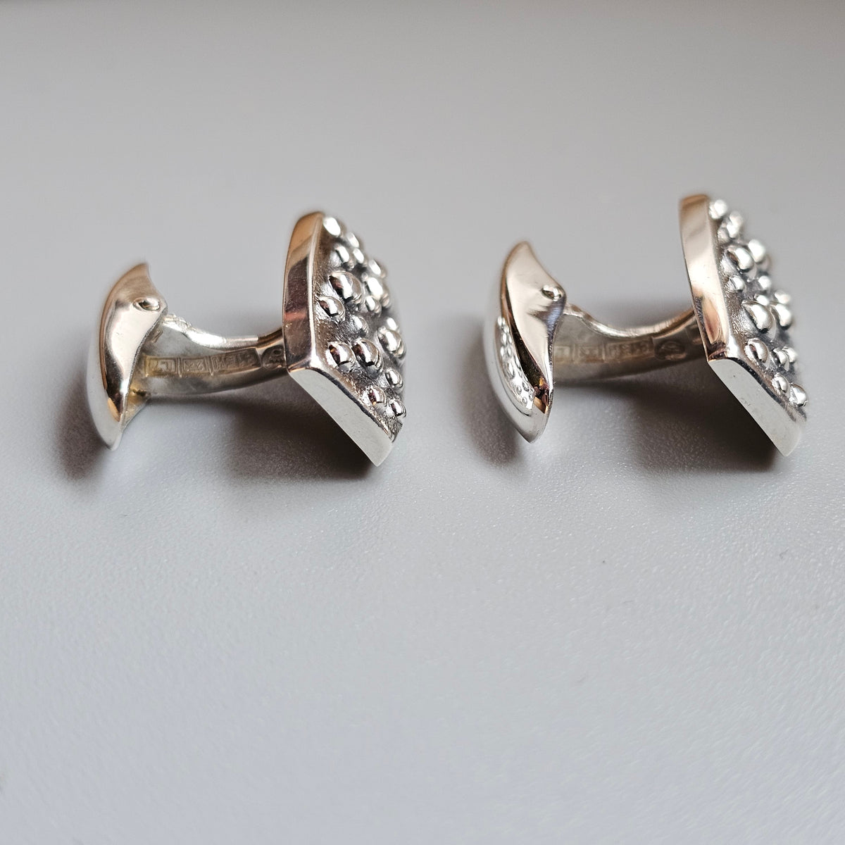 Vintage 1960s Turun Hopea Finnish Silver Bubble Modernist Cufflinks 1964