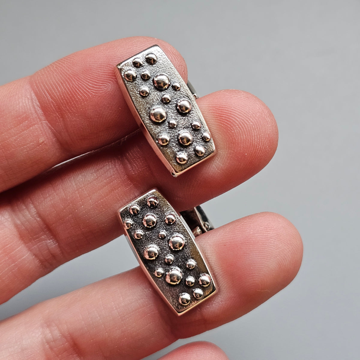 Vintage 1960s Turun Hopea Finnish Silver Bubble Modernist Cufflinks 1964