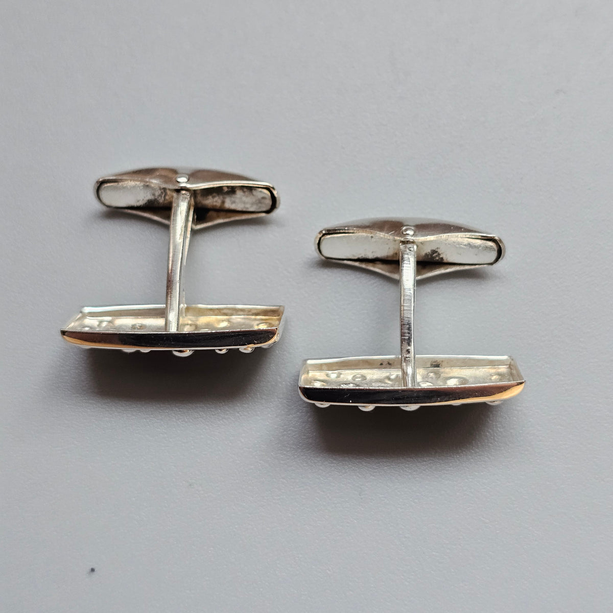 Vintage 1960s Turun Hopea Finnish Silver Bubble Modernist Cufflinks 1964