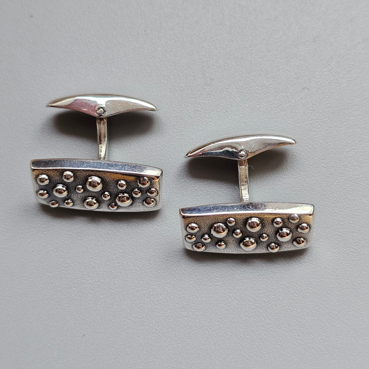 Vintage 1960s Turun Hopea Finnish Silver Bubble Modernist Cufflinks 1964