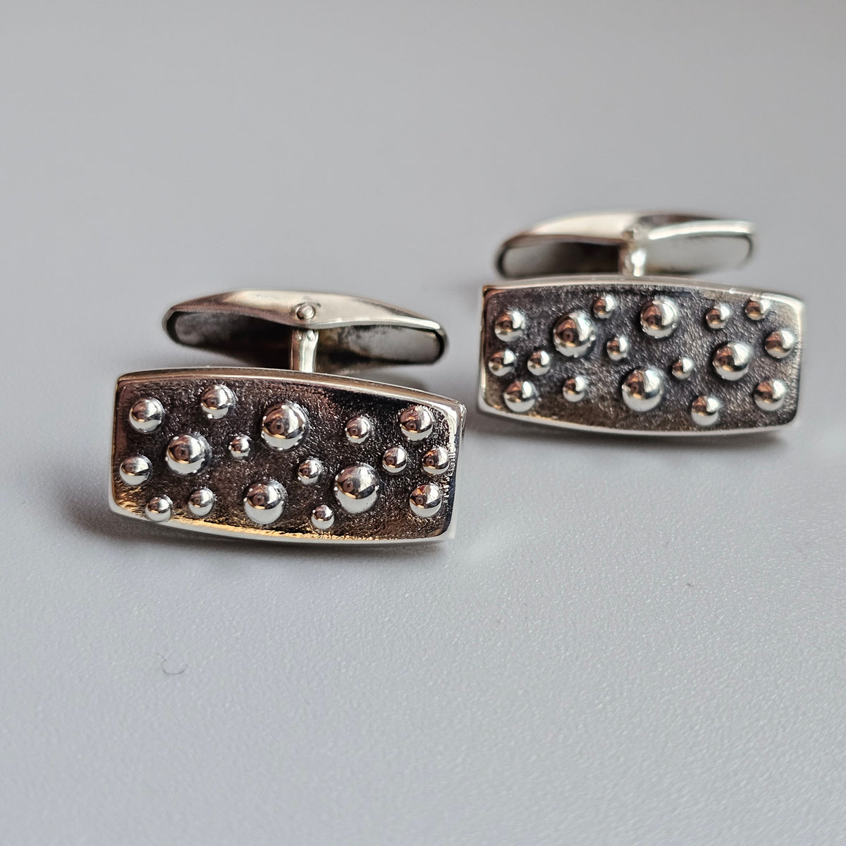 Vintage 1960s Turun Hopea Finnish Silver Bubble Modernist Cufflinks 1964