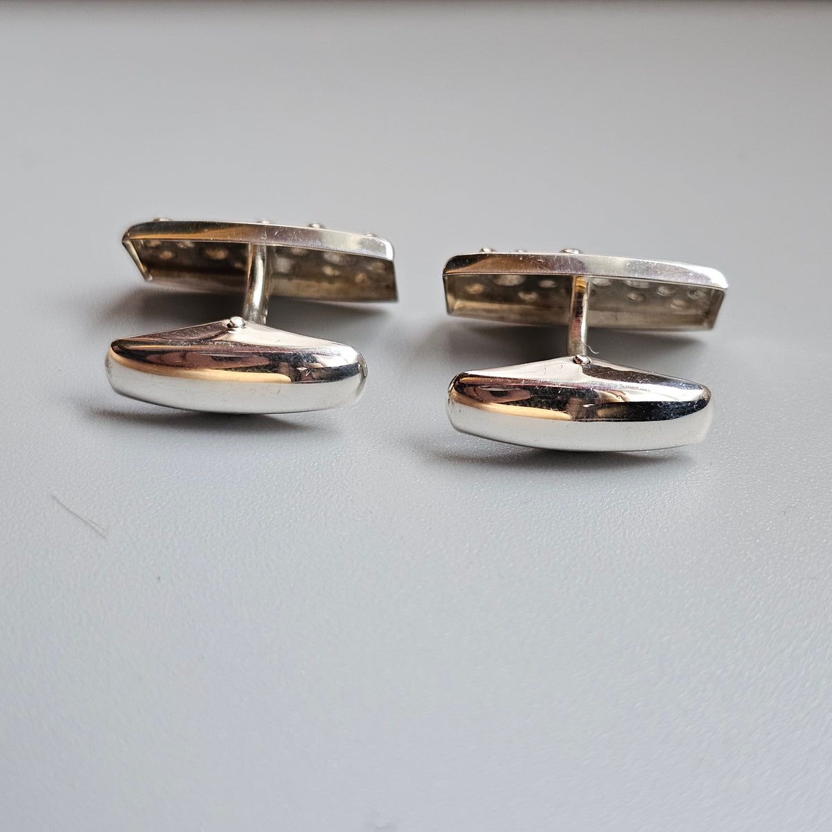Vintage 1960s Turun Hopea Finnish Silver Bubble Modernist Cufflinks 1964