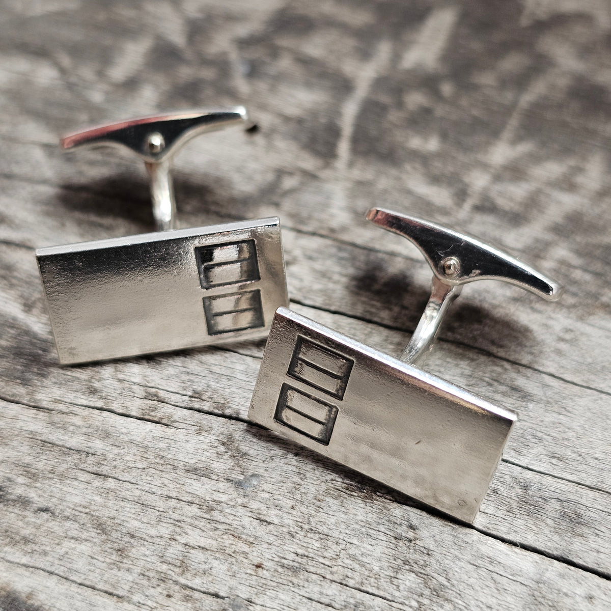 Vintage 1960s Lauri Alm Finnish Silver Modernist Cufflinks 1962