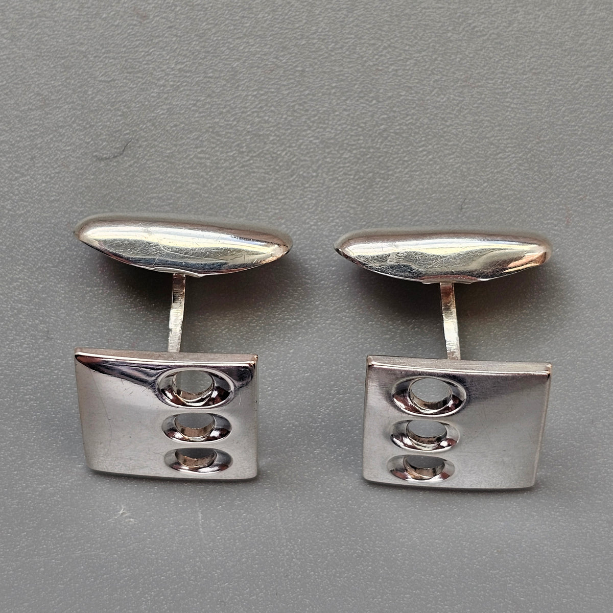 Vintage 1960s Martti Viikinniemi Finnish Silver Square Modernist Cufflinks 1969