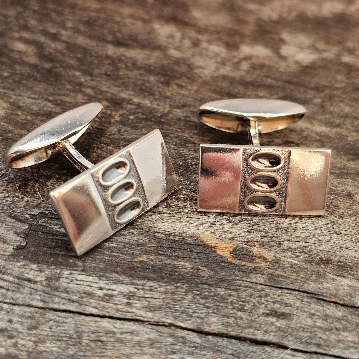 Vintage 1970s Martti Viikinniemi Finnish Silver Modernist Cufflinks 1970