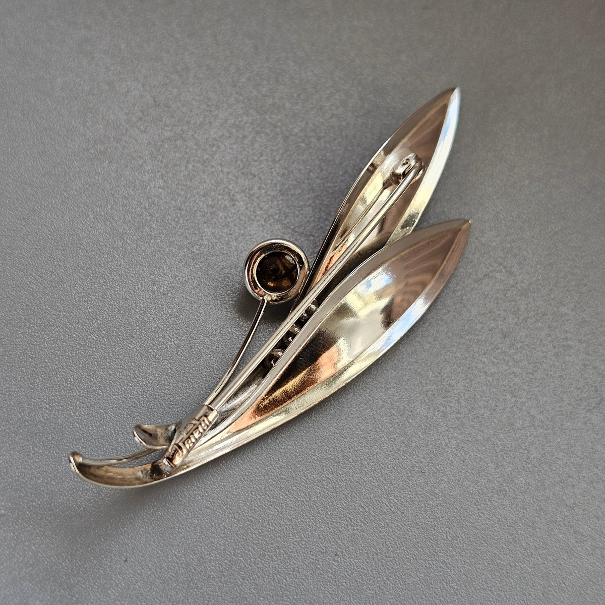 Vintage 60s Modernist Silver Smoky Quartz Flower Brooch Elis Kauppi Kupittaan Kulta 1963