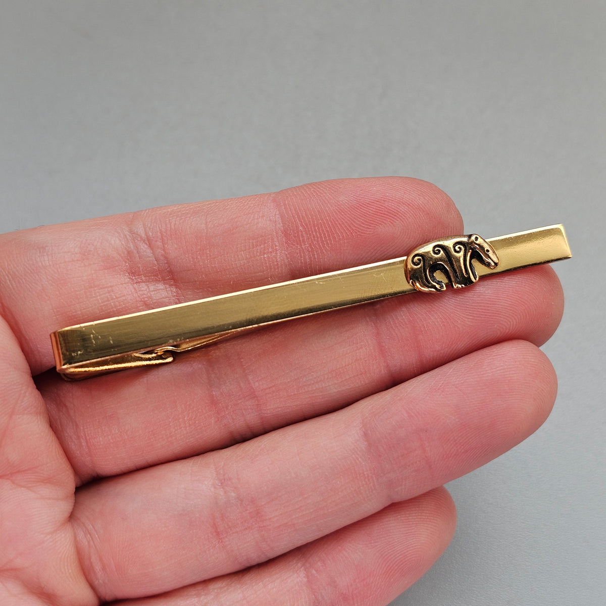 Vintage Kalevala Koru Ancient Finnish Bronze Bear Karhu Tie Clip