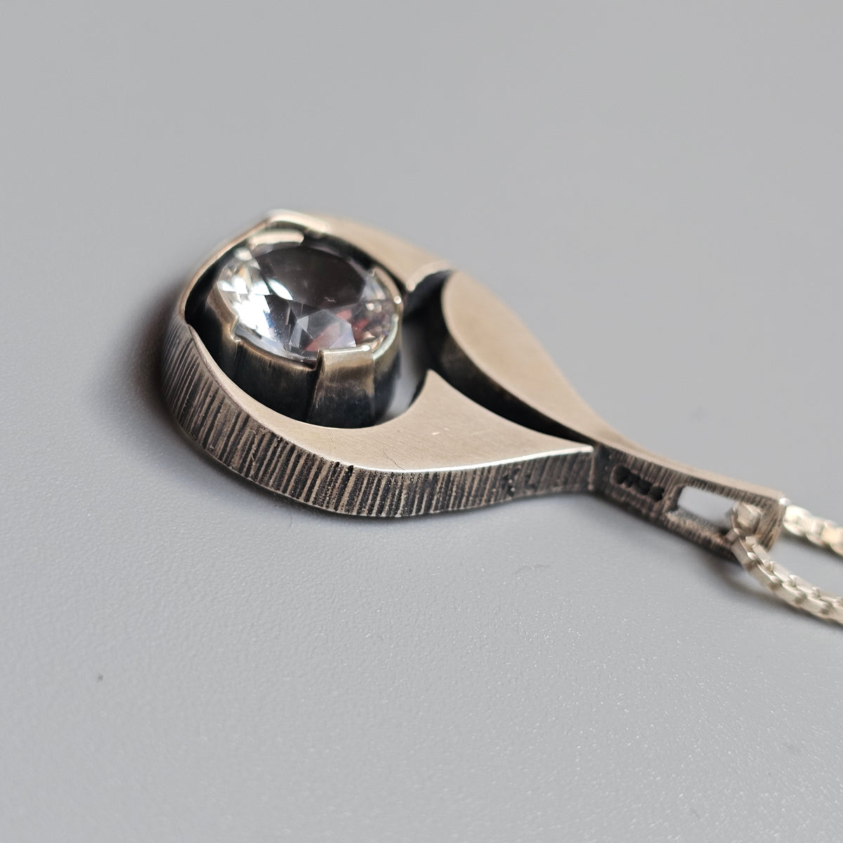 Vintage 1970s Karl Laine Finnish Sterling Silver Rock Crystal Necklace