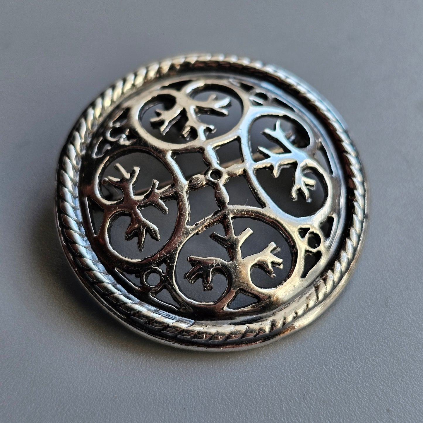 Norwegian Sterling Silver Viking Era Style Brooch / Necklace Pendant c1990s Astri Holthe