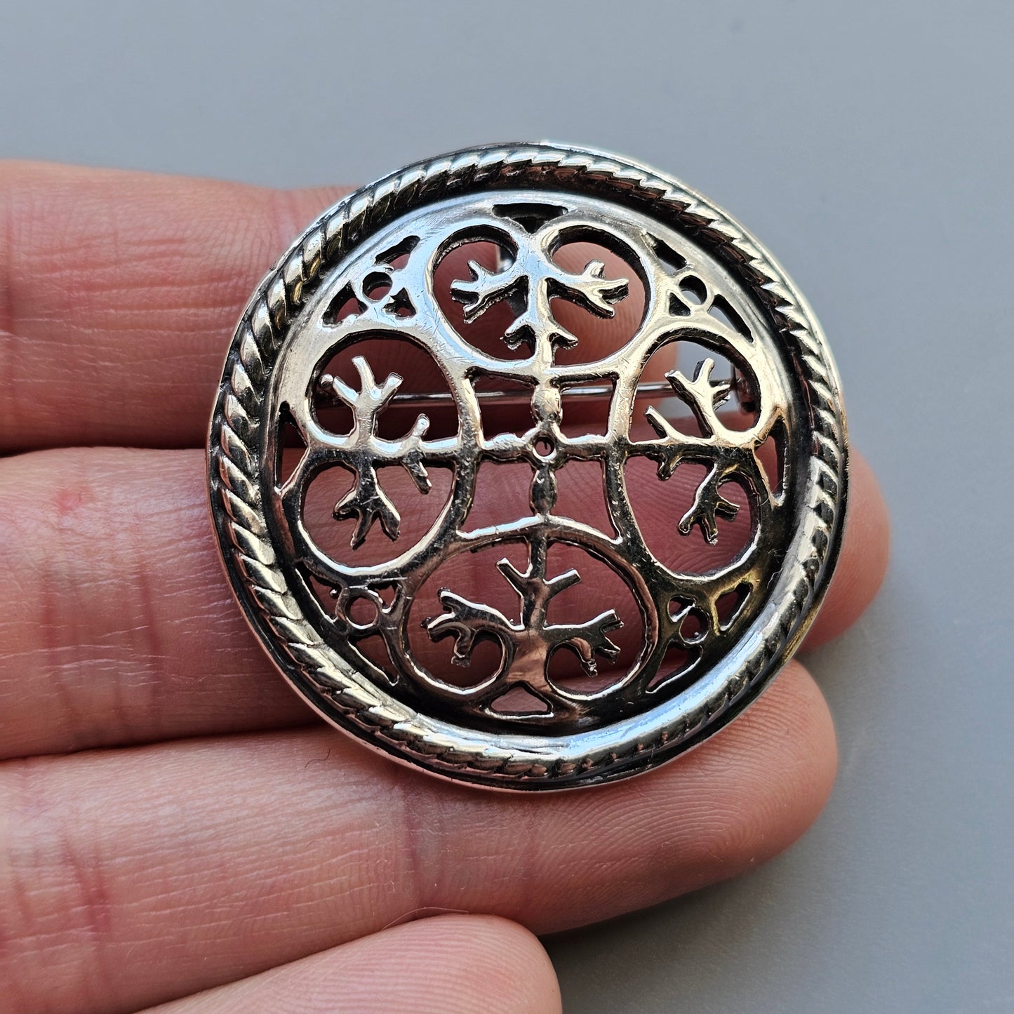 Norwegian Sterling Silver Viking Era Style Brooch / Necklace Pendant c1990s Astri Holthe