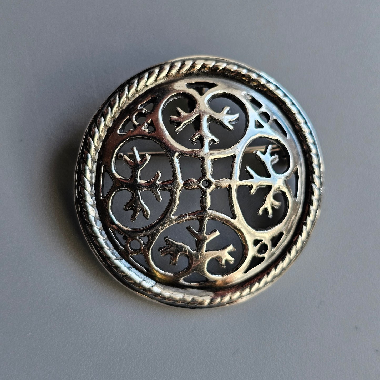 Norwegian Sterling Silver Viking Era Style Brooch / Necklace Pendant c1990s Astri Holthe