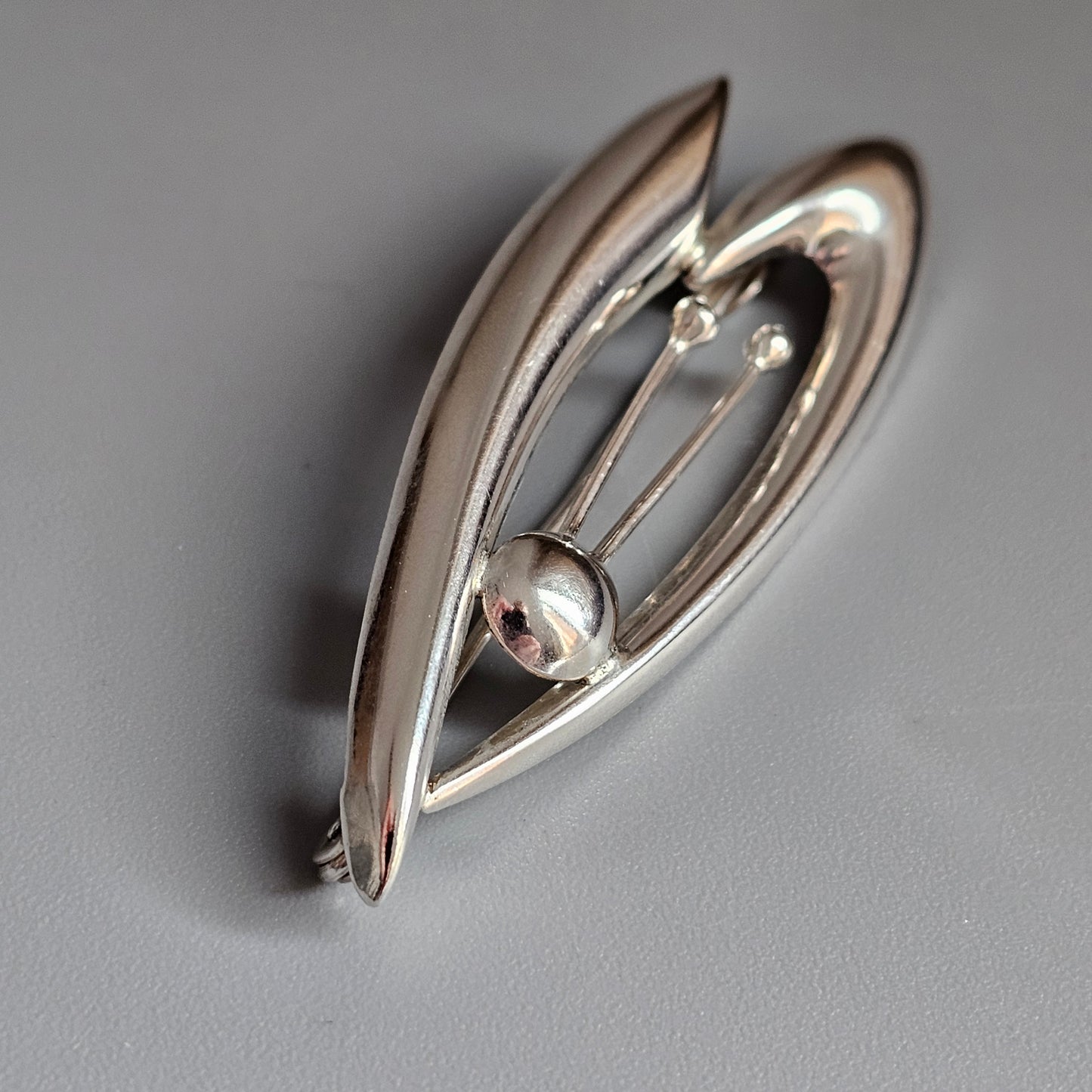 Vintage 1960s Finnish Modernist Silver Flower Brooch by Kultaseppä Salovaara 1965