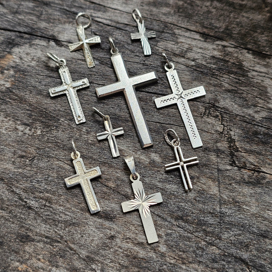 Vintage Finnish Modernist Style Silver Cross Pendant