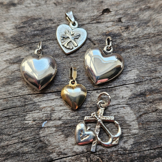Vintage Finnish Silver Heart Necklace Pendant Choose Design