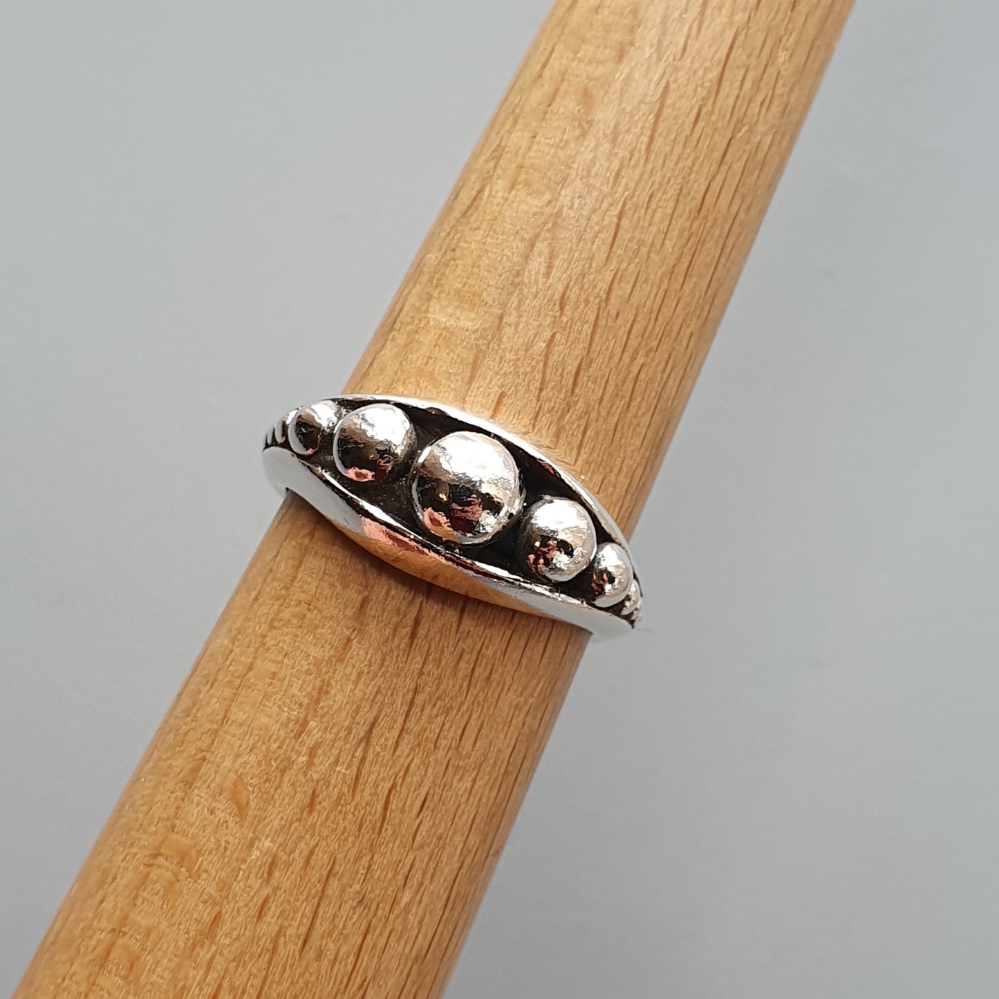 Modernist Sterling Silver Ball Pebble Ring