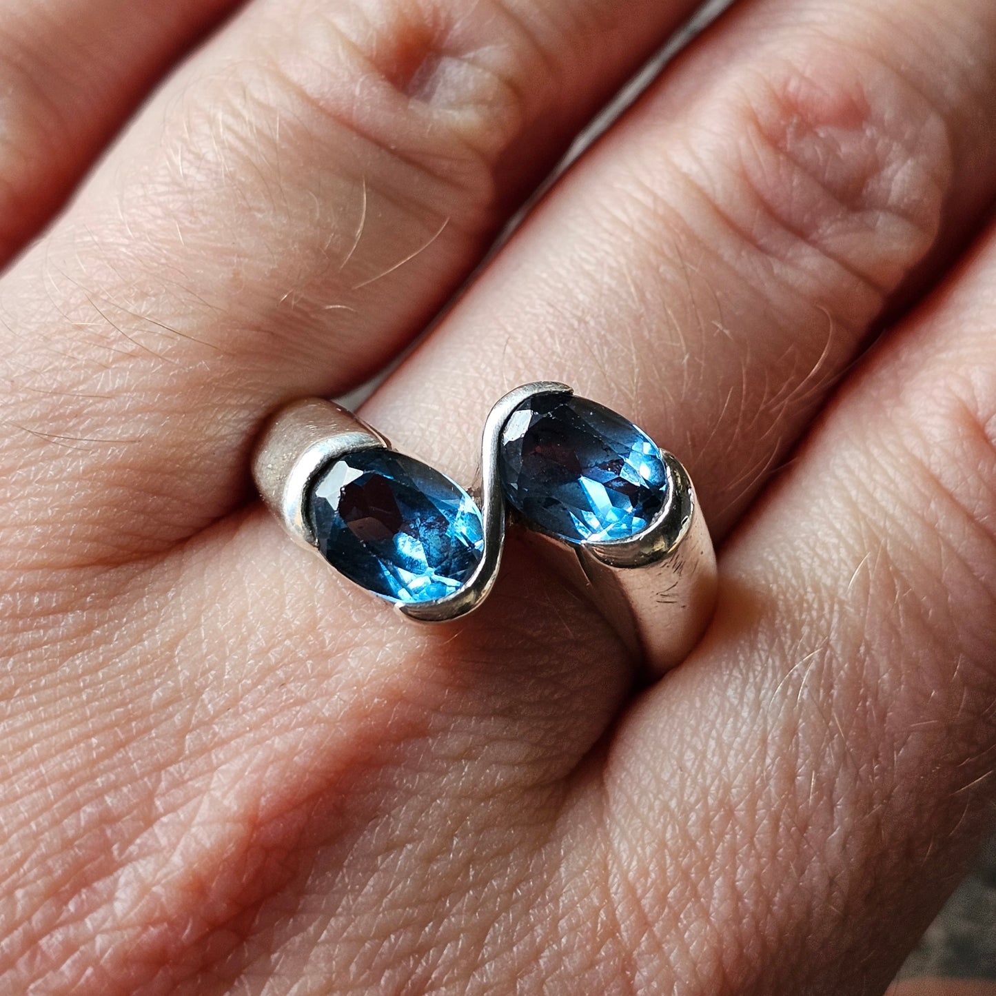 Sterling Silver & Blue Spinel Ring