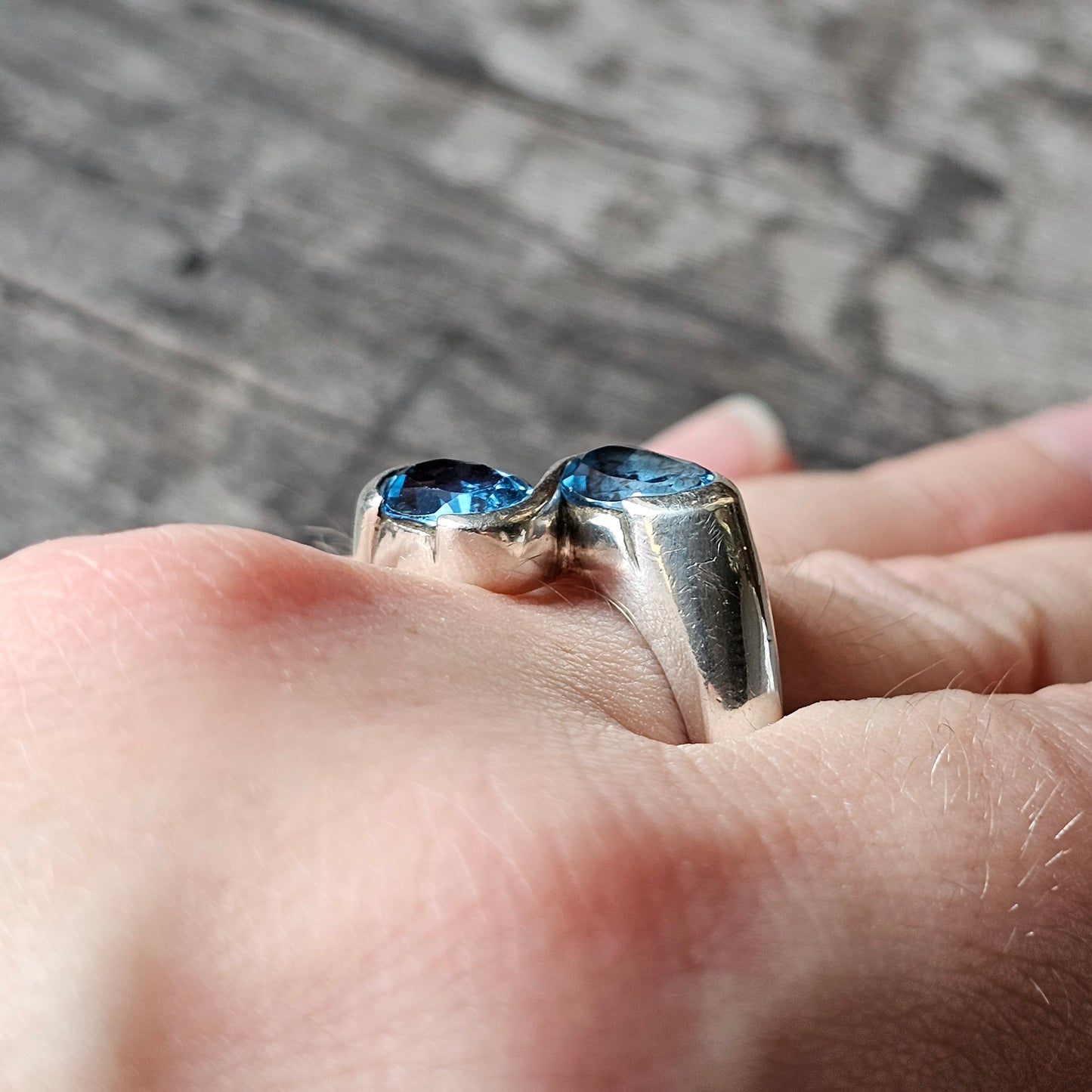 Sterling Silver & Blue Spinel Ring