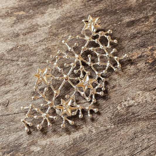 Finnish Modernist Starry Sky Sterling Silver & Zirconia Necklace Pendant designed by Tapio Wirkkala
