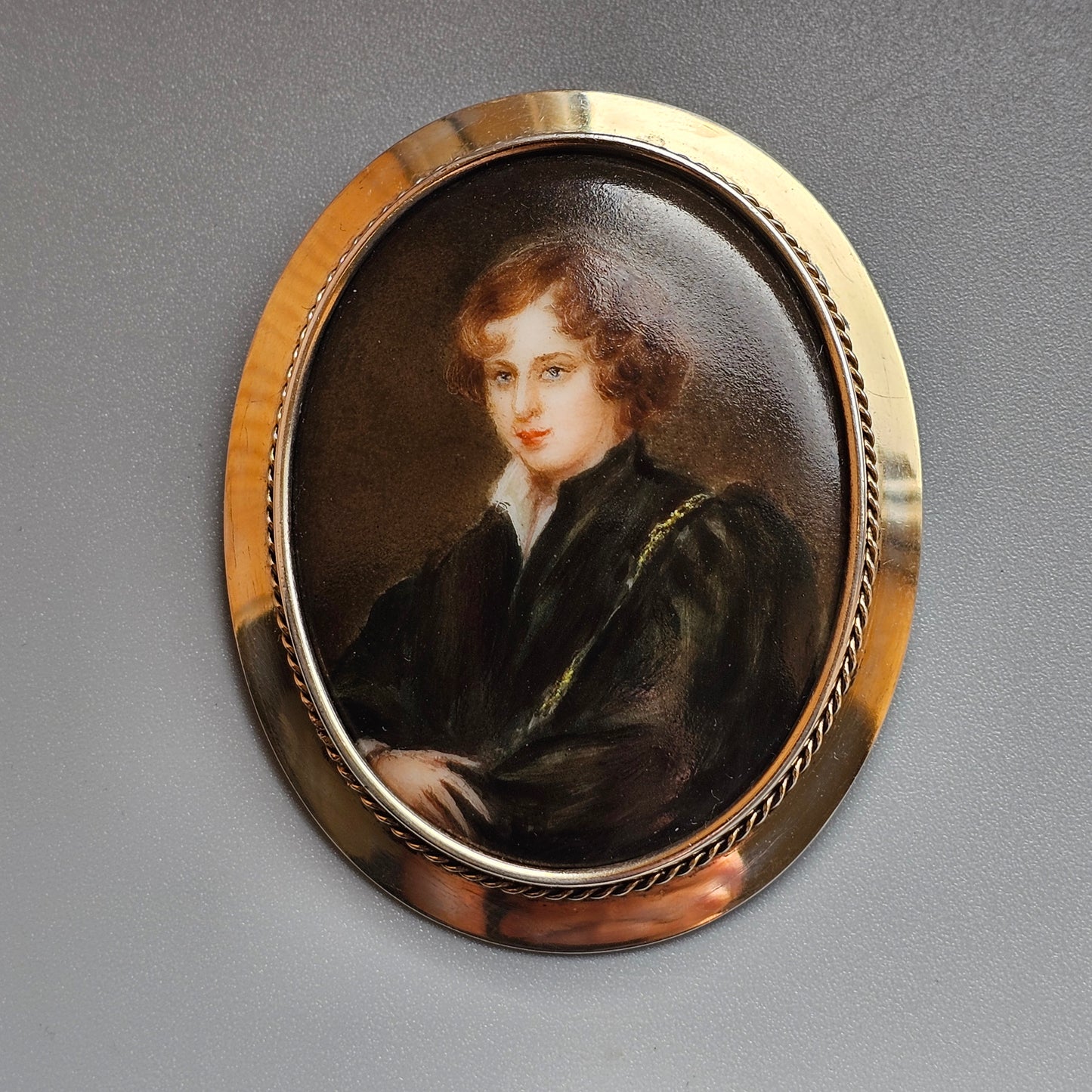 1930s Finnish Silver Mounted Painted Portrait Brooch