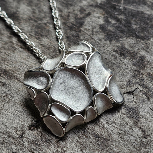 Modernist Style Sterling Silver Necklace Pendant