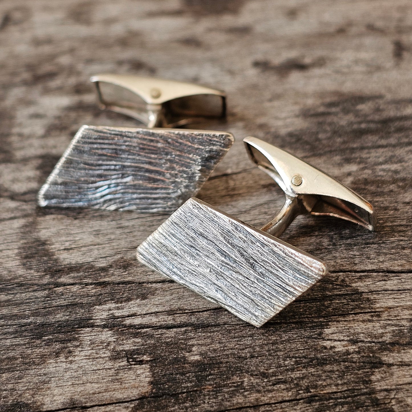 1960s Vintage Silver Cufflinks Modernist Textured by Finnish Jalosepot