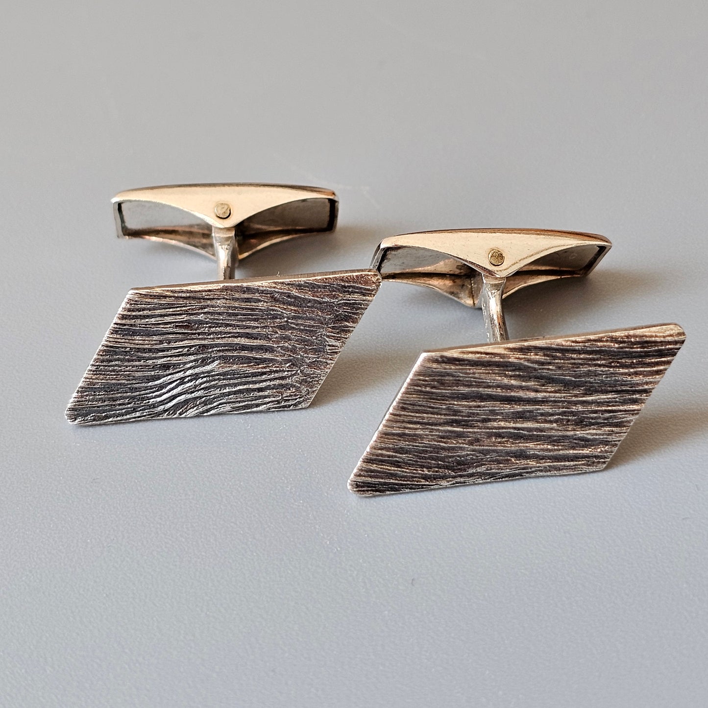 1960s Vintage Silver Cufflinks Modernist Textured by Finnish Jalosepot