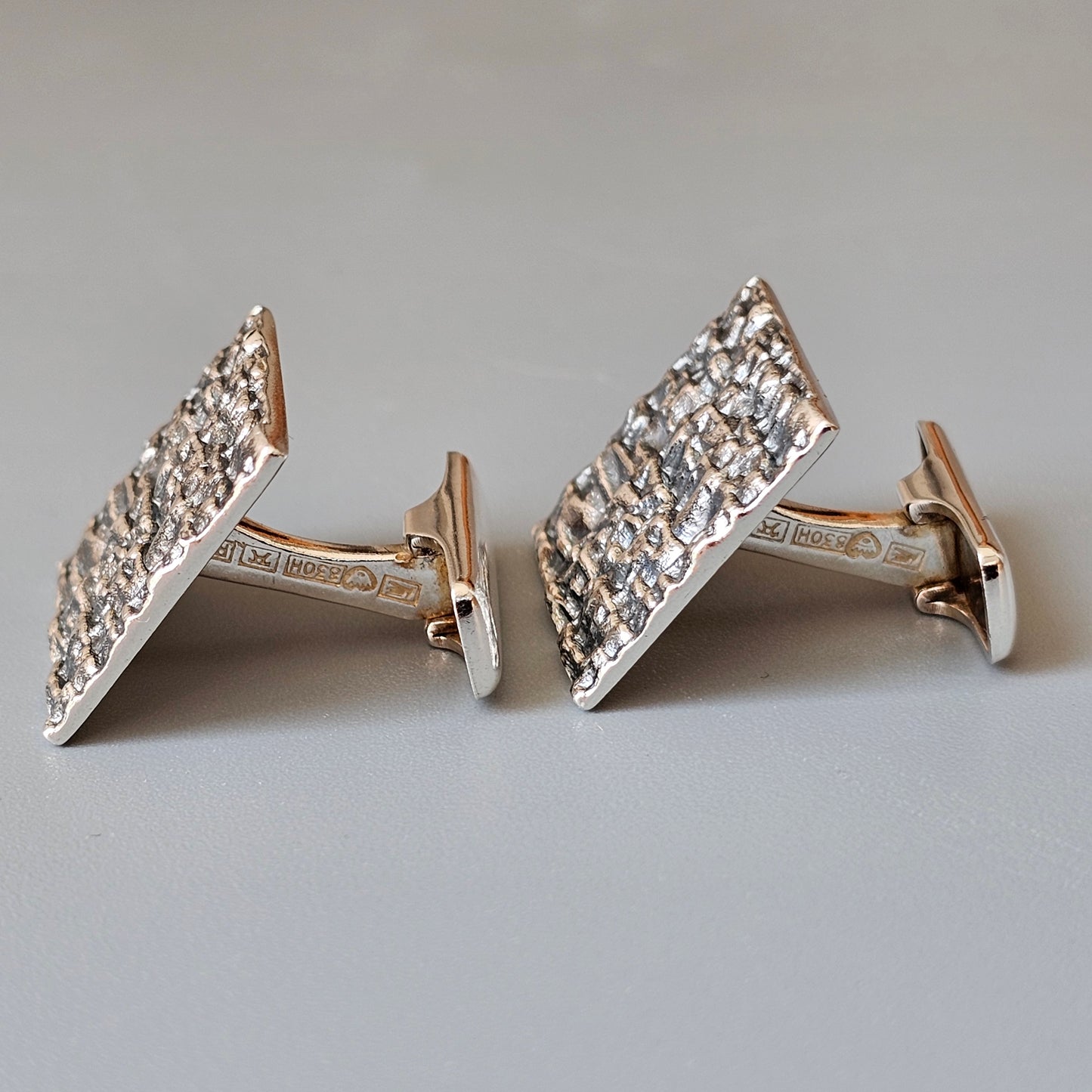 Vintage 1970s Modernist Jorma Laine Finnish Silver Cufflinks by Kultateollisuus Oy 1970