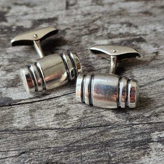 Vintage 1950s Finnish Modernist Silver Cufflinks by Elis Kauppi & Kupittaan Kulta 1959