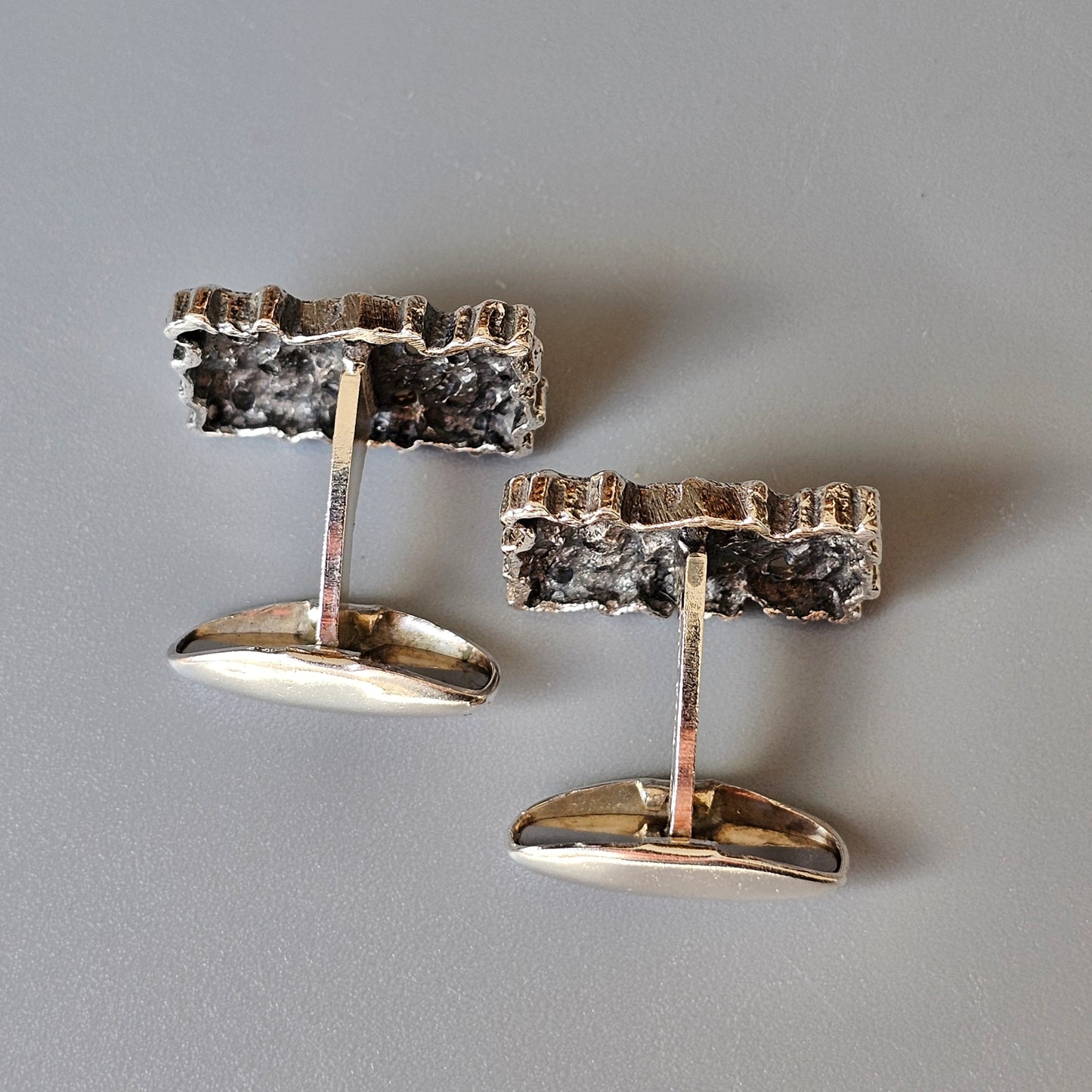 Vintage Finnish Modernist Brutalist Silver Cufflinks by Martti Viikinniemi 1970