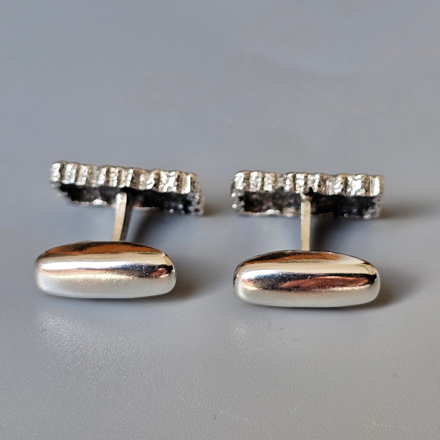 Vintage Finnish Modernist Brutalist Silver Cufflinks by Martti Viikinniemi 1970