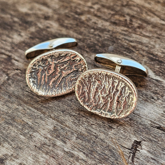 1960s Finnish Modernist Reticulated Silver Cufflinks by Turun Hopea 1966