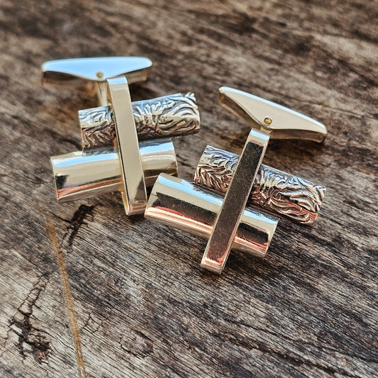 Vintage 1960s Modernist Silver Cufflinks by Finnish Kuopion Kultaseppä