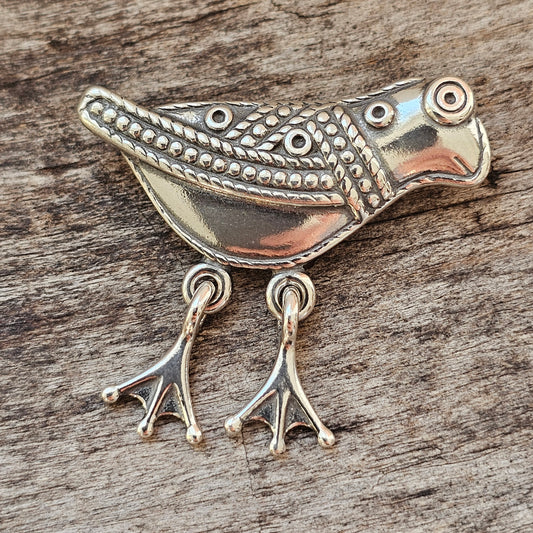 Middle Ages Style Sterling Silver Bird Brooch by Finnish Kalevala Koru "Bird of Hattula"