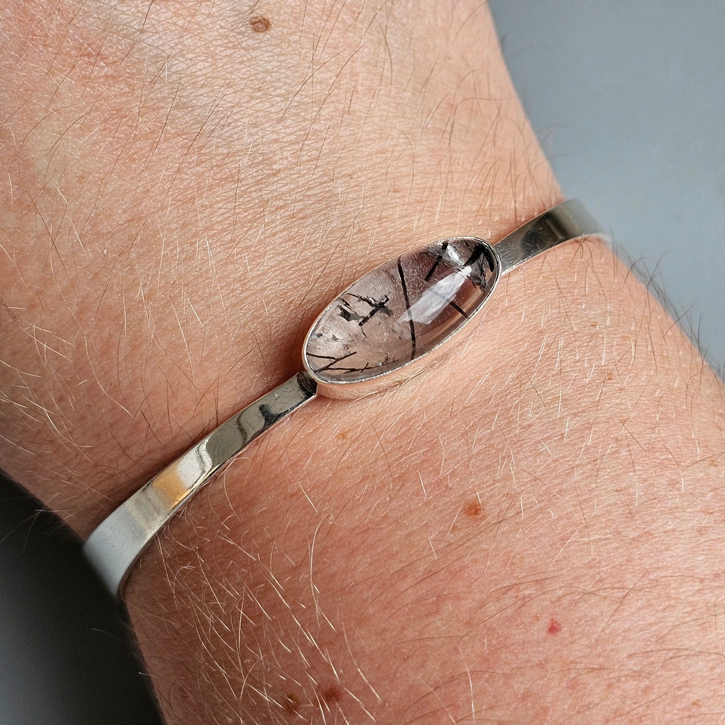 1960s Finnish Silver & Rutilated Quartz Bracelet Bangle by Erik Granit & Co 1964