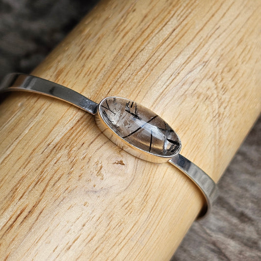 1960s Finnish Silver & Rutilated Quartz Bracelet Bangle by Erik Granit & Co 1964