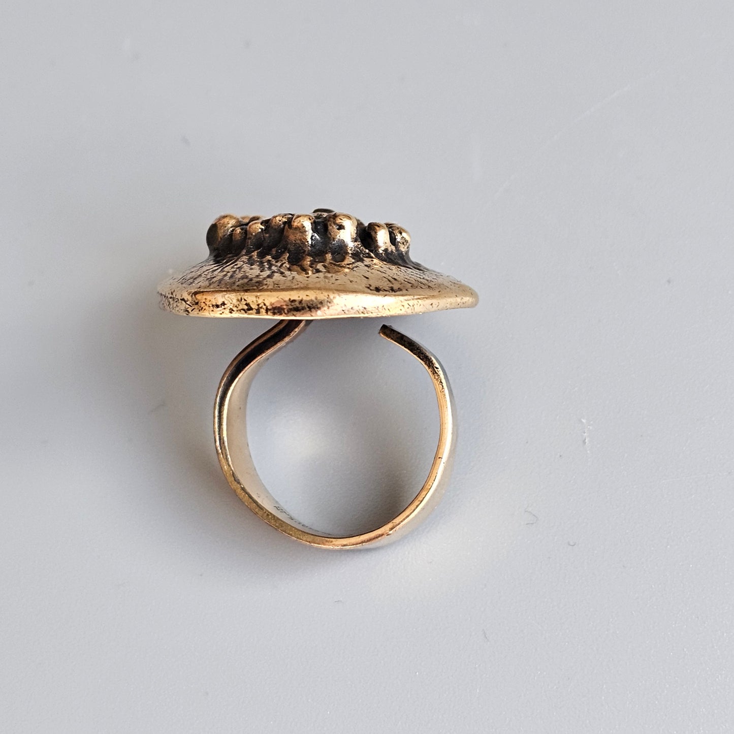 Finnish Modernist Brutalist Bronze Ring designed by Scandinavian Swedish Owe Johansson