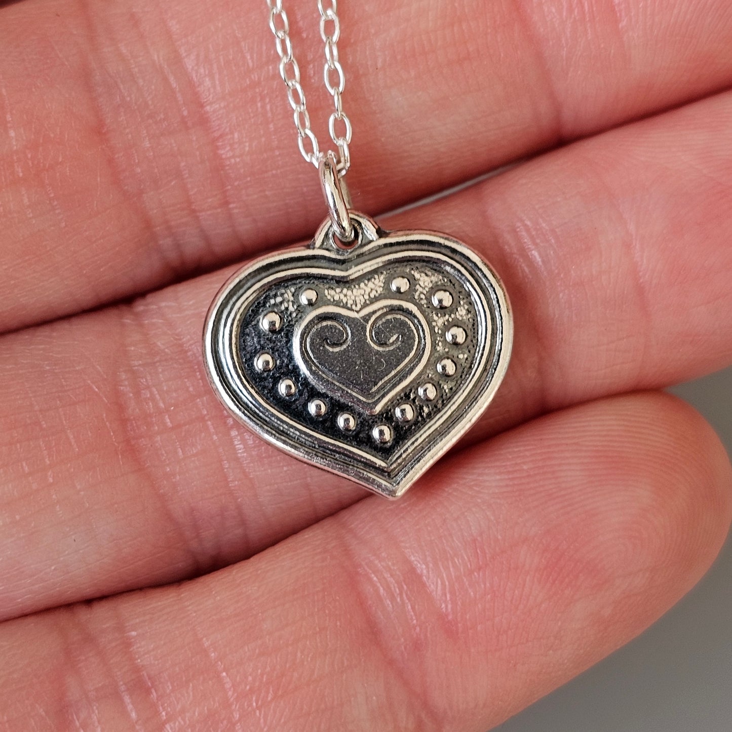 Small Vintage Kalevala Koru Sterling Silver Heart of Eura Necklace Pendant