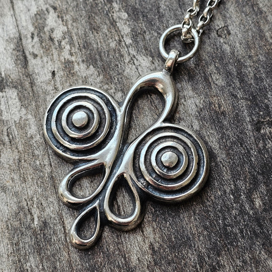 Vintage 1940s Kalevala Koru Large Silver Necklace Pendant Nokia Iron Age style  1942