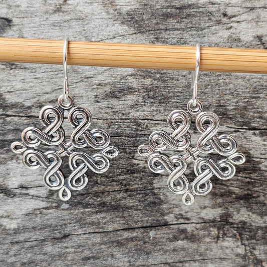 Vintage 1960s Finnish Ancient Karelian Knot Style Silver Earrings by Kalevala Koru