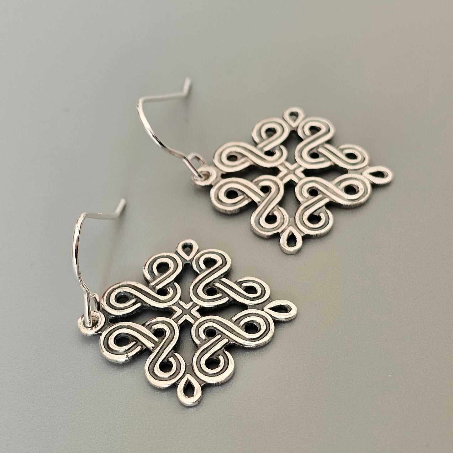 Vintage Finnish Karelian Knot Silver Earrings by Kalevala Koru