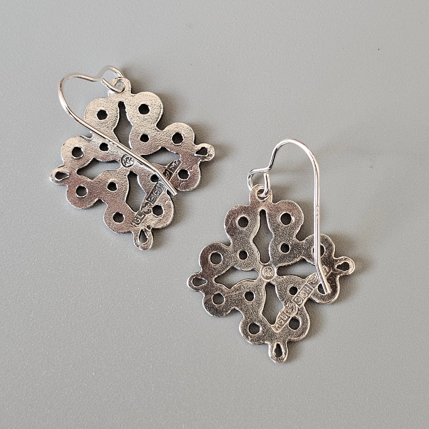 Vintage Finnish Karelian Knot Silver Earrings by Kalevala Koru