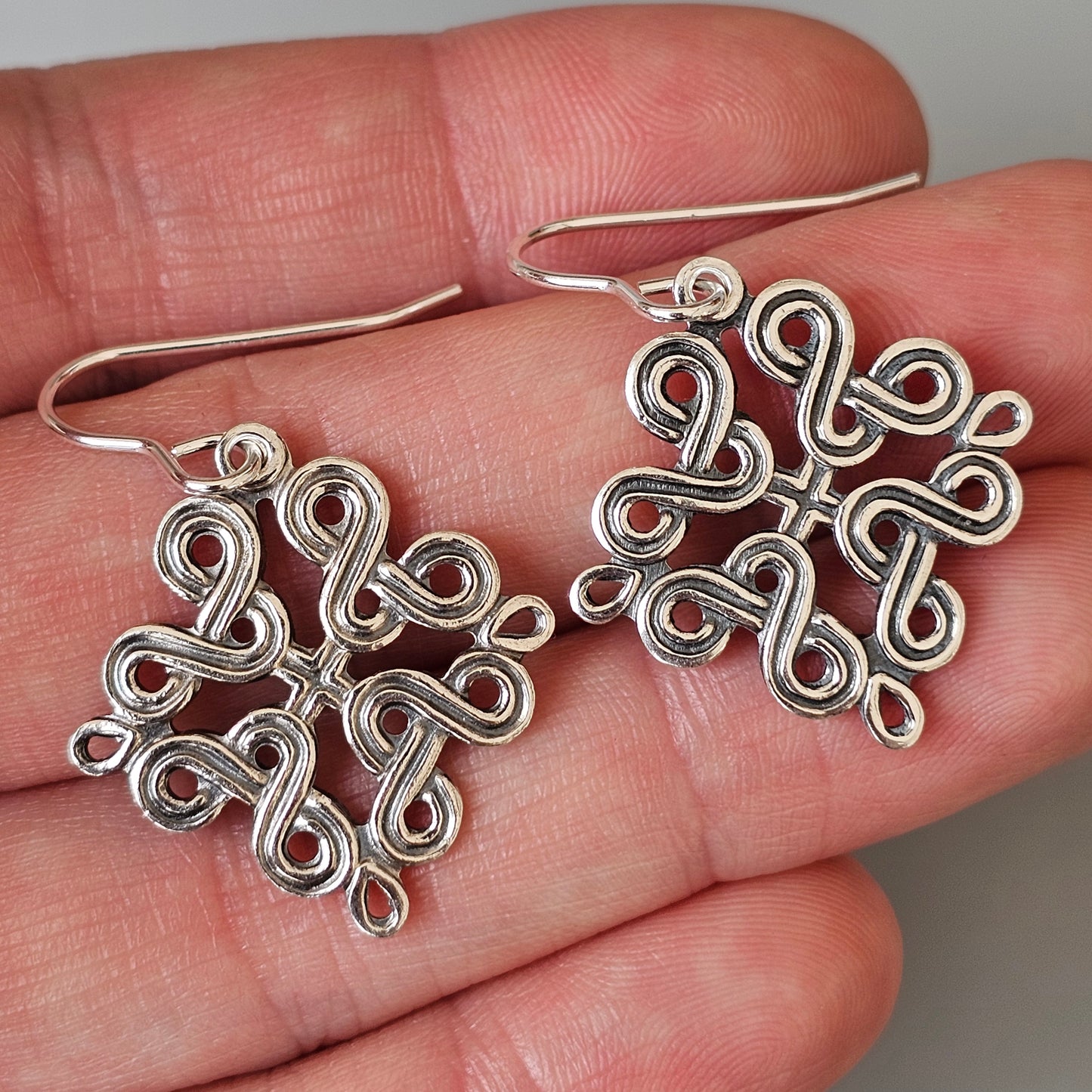 Vintage Finnish Karelian Knot Silver Earrings by Kalevala Koru